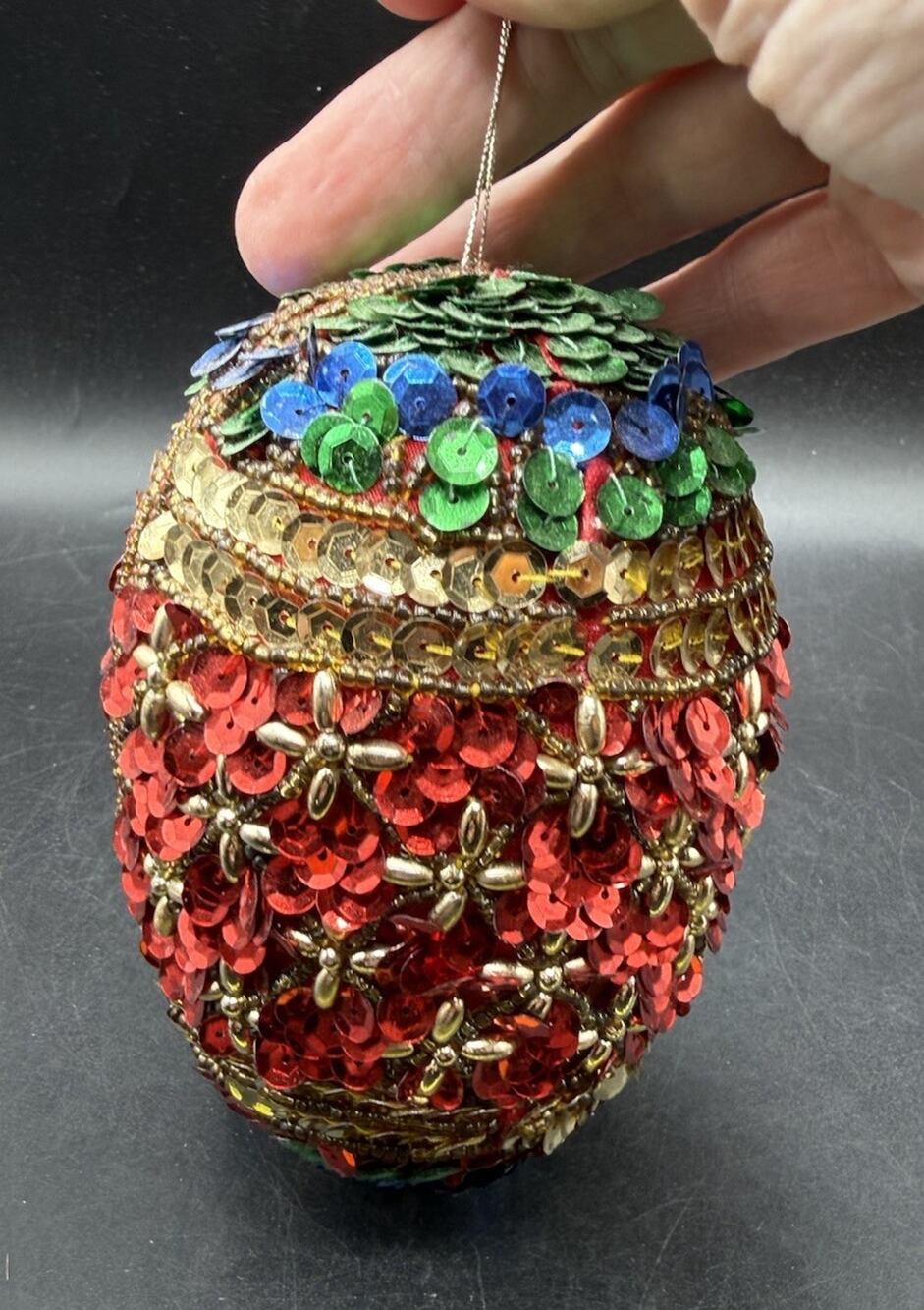 Pier 1 Imports Beautiful 5” Beaded Sequined Christmas Tree Ornament -LO32